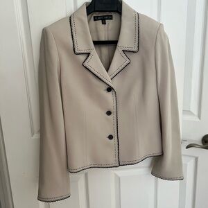 Albert Nipon Cream Blazer with Black Accents